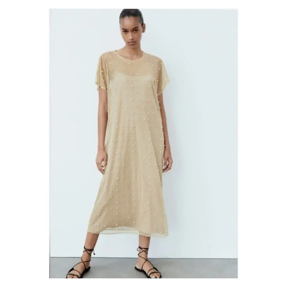 zara beaded midi dress FOR SALE